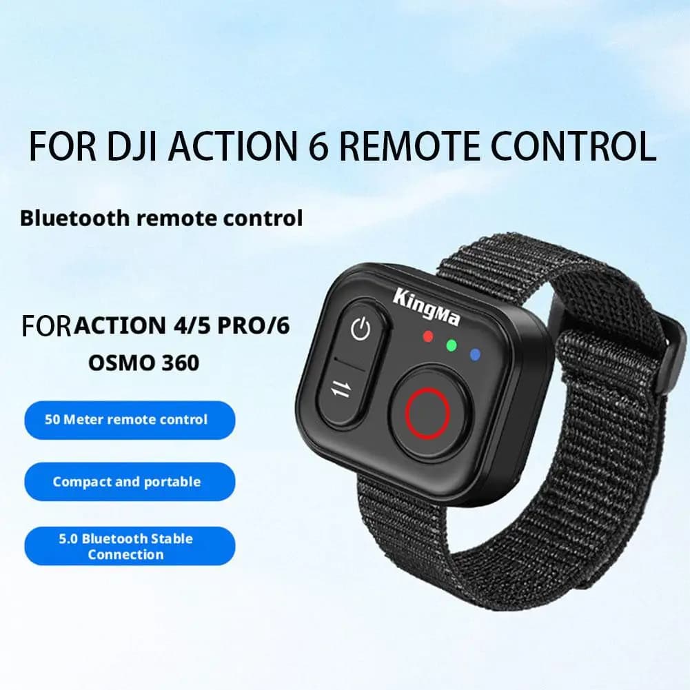 Telecomando Bluetooth 5.0 per DJI Action6/5 PRO/4 Osmo360 Design cinturino per fotocamera sportiva Distanza 50 m Accessori per fotocamera sportiva