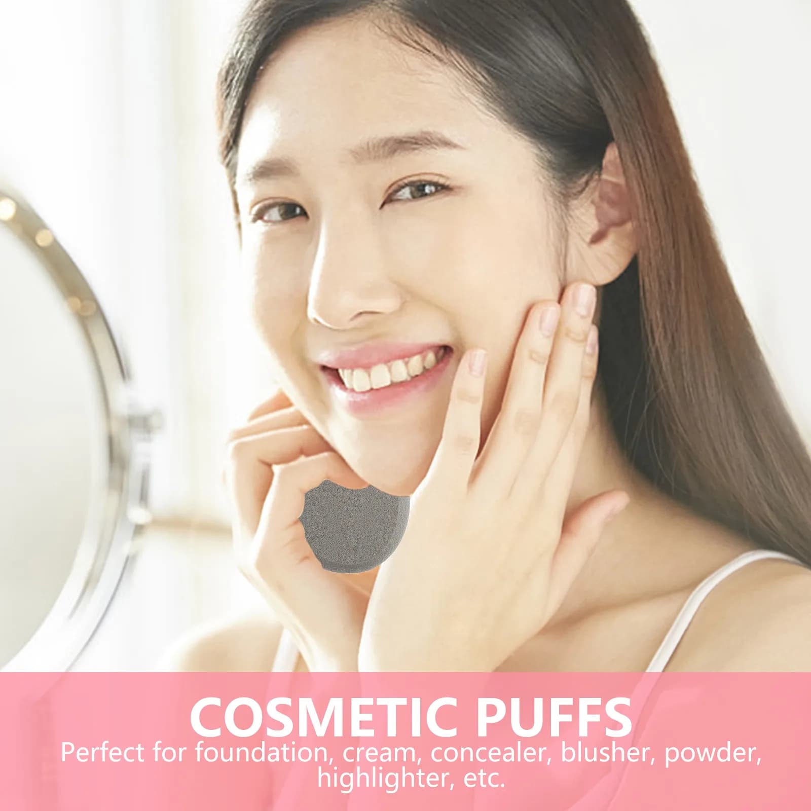 2 applicatori ovali per trucco, morbidi e delicati sulla pelle, per fondotinta, cipria, fard, illuminante, portatili, per donne