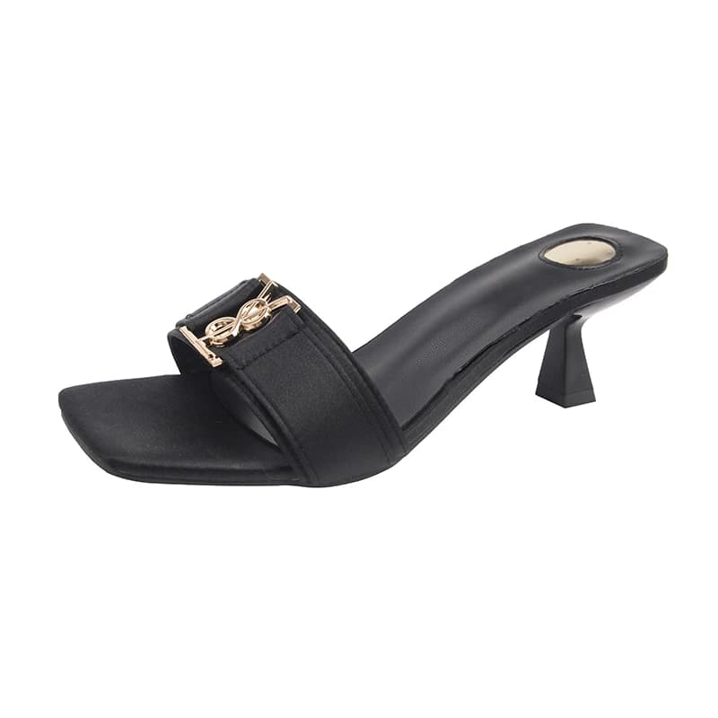 Summer Comfortable Women Slipper Designer Buckle Square Toe Ladies Sandals Thin Low Heels Casual Party Shoes Zapatos Mujer