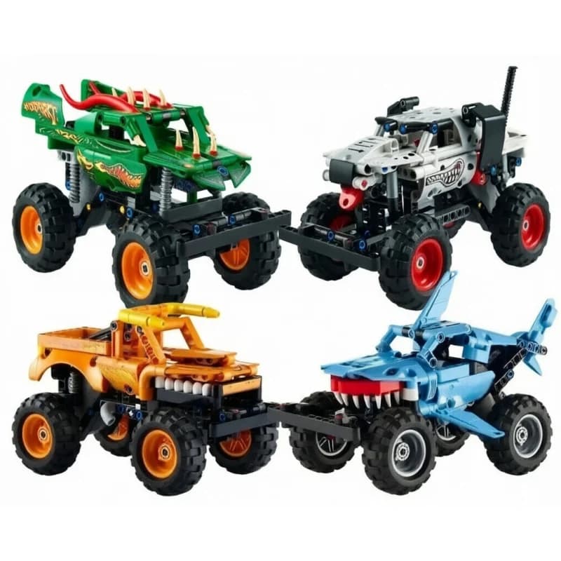Nuovo set di costruzioni per veicoli fuoristrada mostro 2-in-1, carrello giocattolo per bambini, regalo di Natale per ragazzi