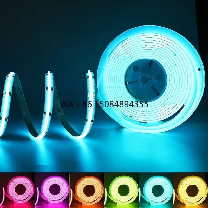 Striscia LED FCOB RGB Dimmerabile Senza Punti 12v 24v 10mm 8mm 576 LED/m, Nastro LED Flessibile RGB COB