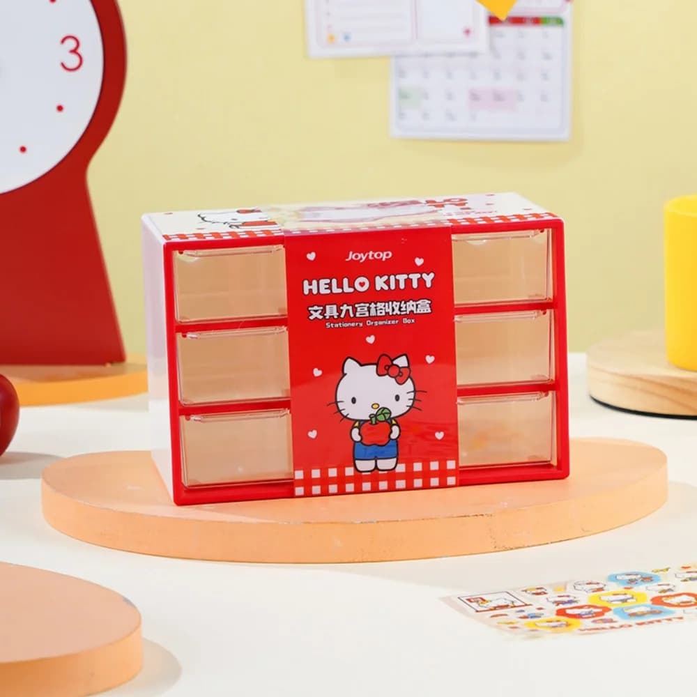 Genuino Sanrio Hello Kitty Cosmetici Articoli vari Scaffale di stoccaggio Scatola di immagazzinaggio da appoggio Contenitore per trucco Tipo di cassetto da tavolo