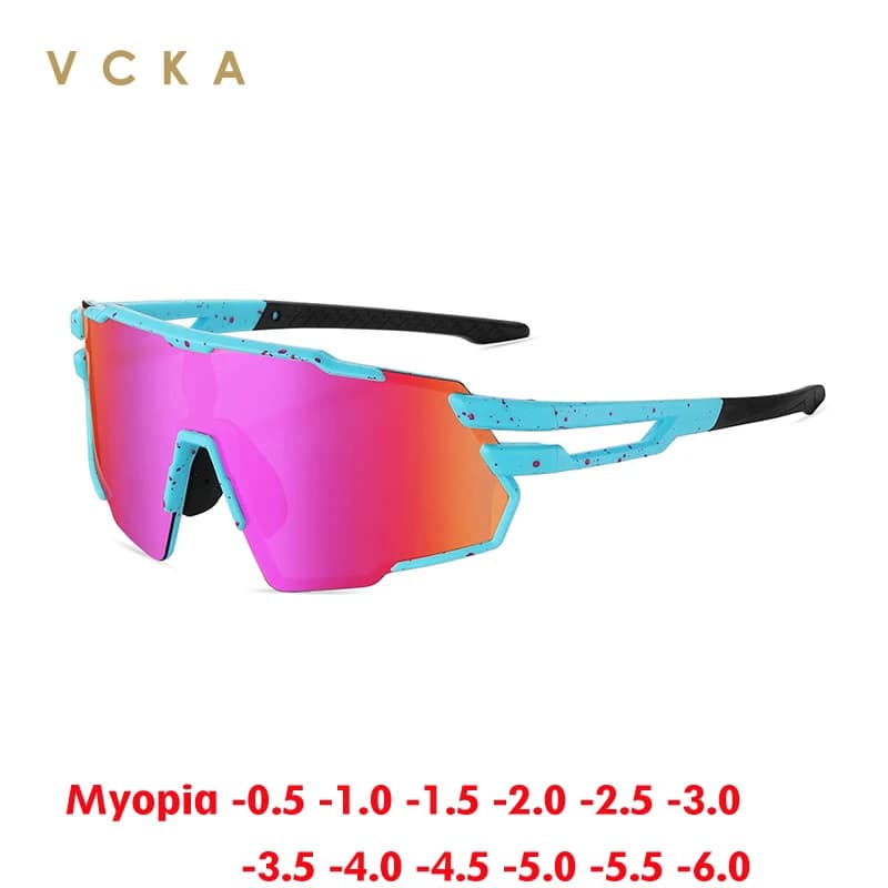 VCKA TR90 Sport Miopia Occhiali da sole Uomo Donna Outdoor Equitazione Occhiali polarizzati Guida Occhiali da vista personalizzati da -0,50 a -6,0
