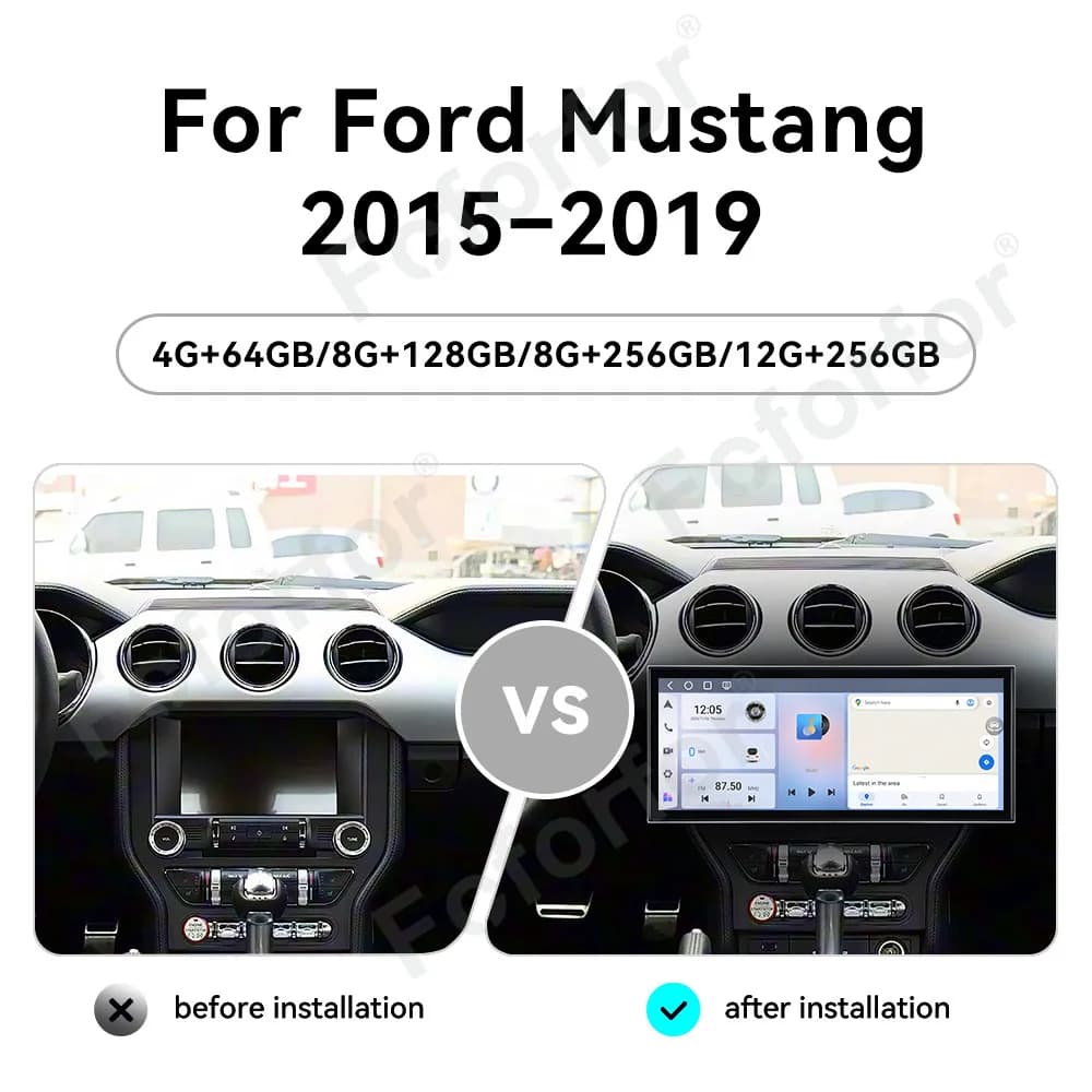 Schermo verticale da 15,8 pollici per auto multimediale per Ford Mustang 2015-2019, stereo GPS Navi, Carplay wireless, Android Auto, 4G LTE