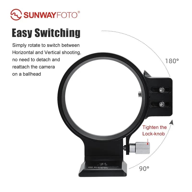 SUNWAYFOTO Tripod Mount Ring Lens Support with Arca Swiss Plate Collar Mount DSLR Horizontal Vertical Shooting Switching