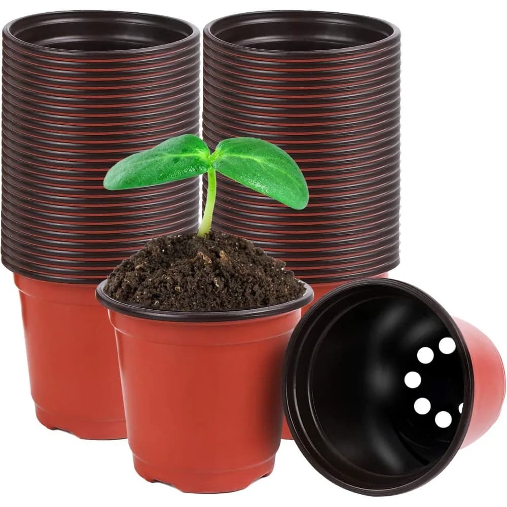 40 Pcs 4 Inch Plastic Plant Nursery Pots Seed Starting Pots for Succulent Seedlings Cuttings and Transplanting Garden Flower Gardening Supplies