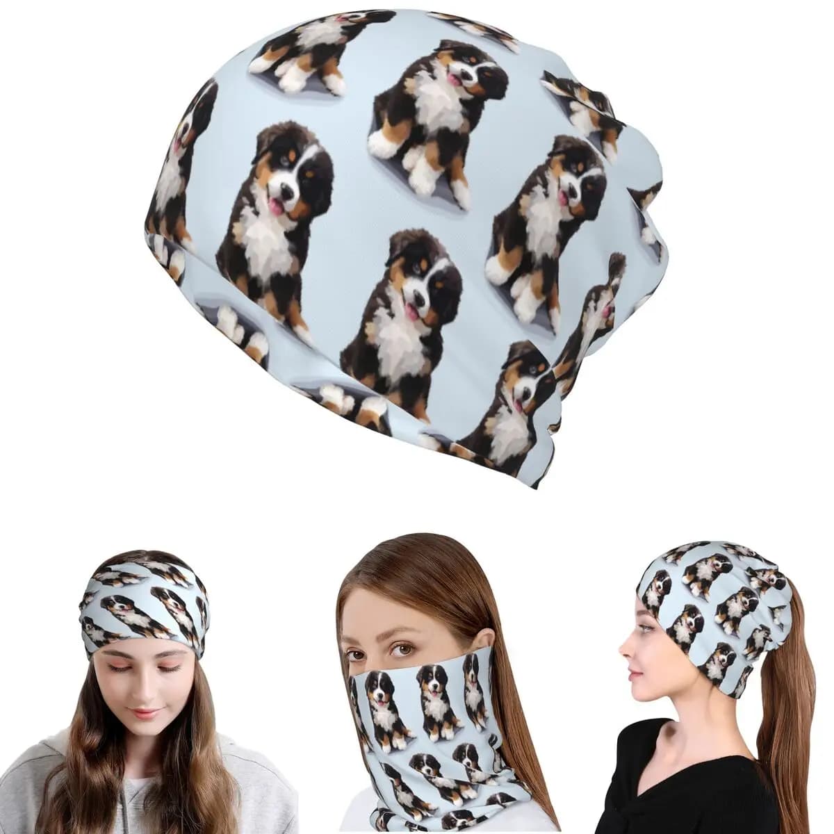 Bandana con stampa stile Van Gogh del cane di montagna di Berna, copricollo, sciarpa magica, copricapo caldo, berretto, cappello unisex per adulti, per tutte le stagioni