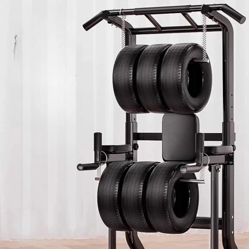 Home interior extraction device with horizontal bar, parallel bar frame, single rod, single load wall floor harness