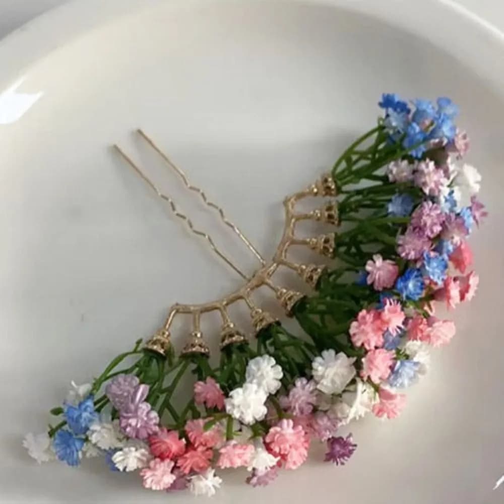 Sweet Starry Sky Flower Hiar Stick Fairy Simulation Flower Thai Hairpin Hair Fork Bohemian Chinese Style Side Clip Female