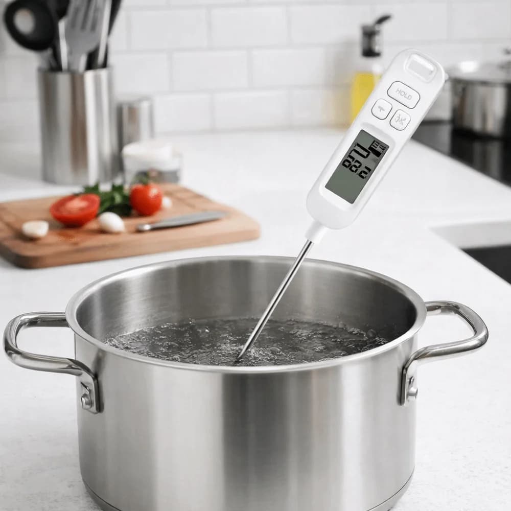 Termometro Digitale Istantaneo per BBQ, Impermeabile con Custodia Protettiva, Termometro per Carne con Sonda in Acciaio Inossidabile di Precisione