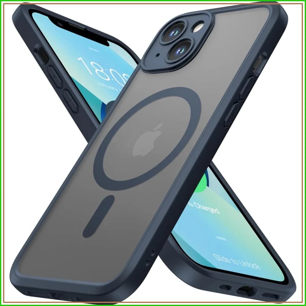 Military Grade Drop Tested Case for iPhone 13, Slim Translucent Matte, MagSafe Compatible, Camera Protection, Navy Blue