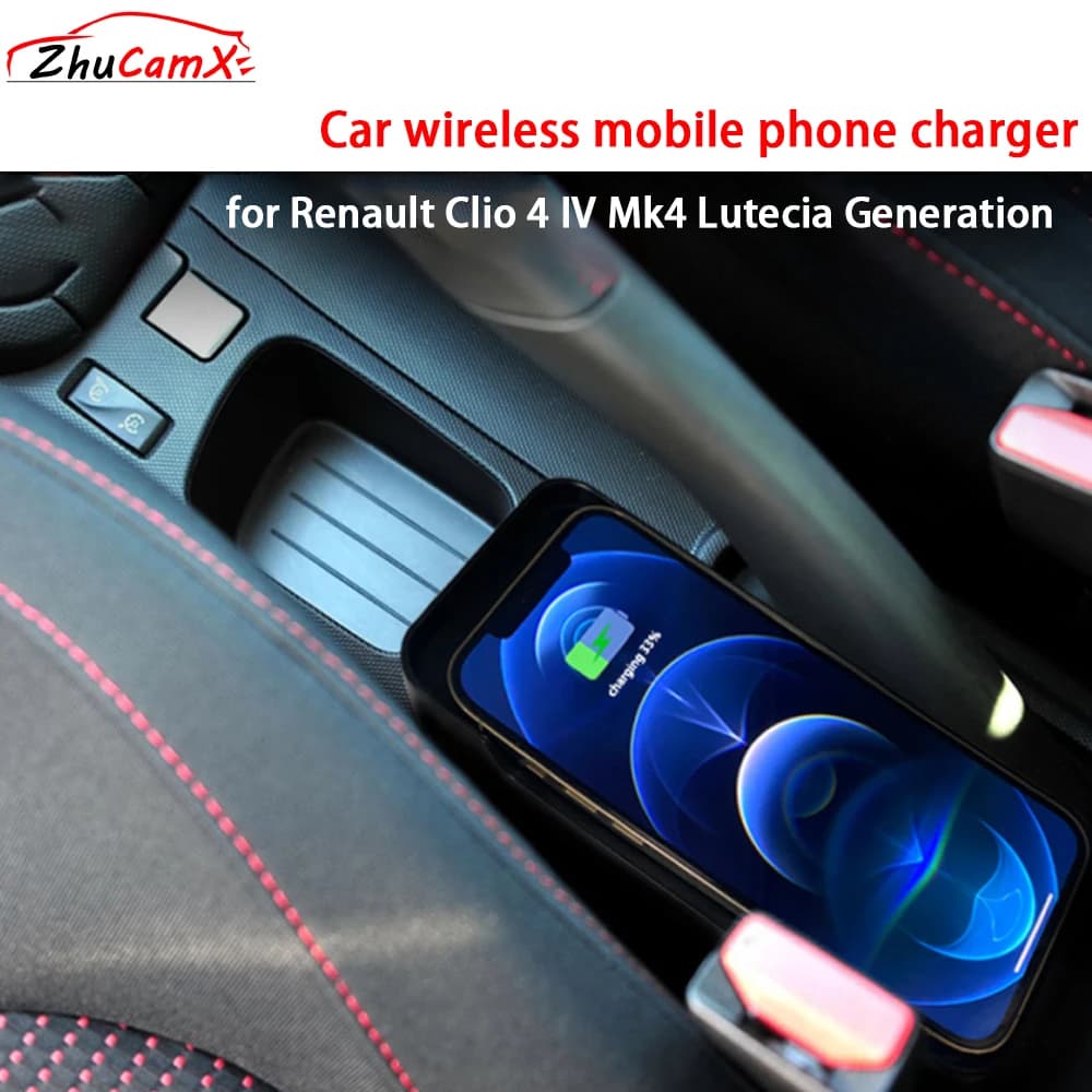 Per Renault Clio 4 IV Mk4 Lutecia Generation Portabicchieri anteriori Caricatore per telefono cellulare wireless QI 18W Magsafe Pannello di ricarica rapida