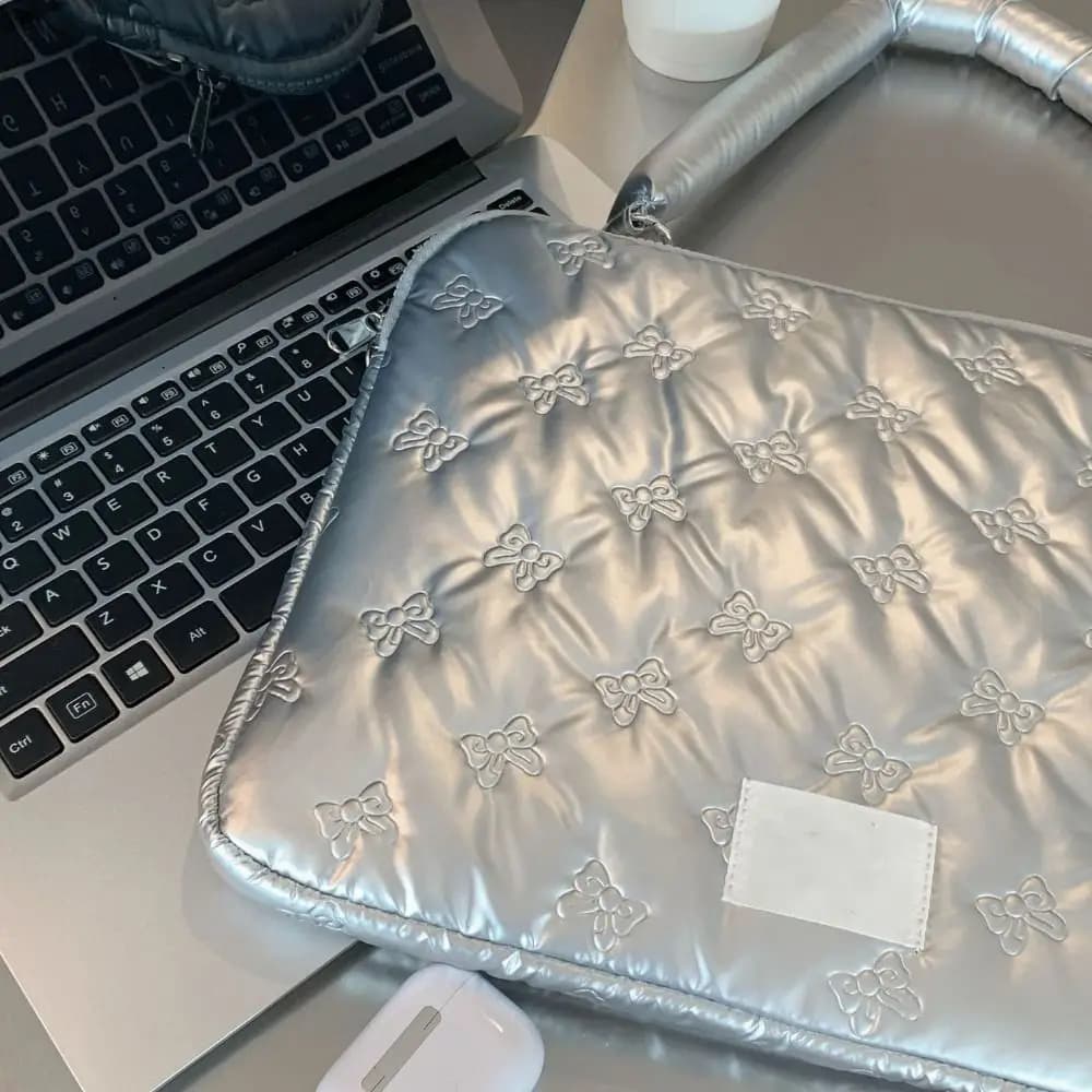 Borsa con Manico e Custodia per Computer da 15 Pollici, Morbida Custodia per Laptop con Design a Fiocco, Simpatica Custodia per Tablet per Studenti