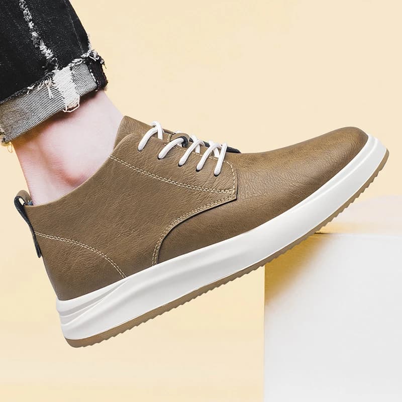 Classic Men's Genuine Leather Casual Shoes High-quality Outdoor Hiking Anti Slip Wear-resistant High Top Shoes Commuting Boots