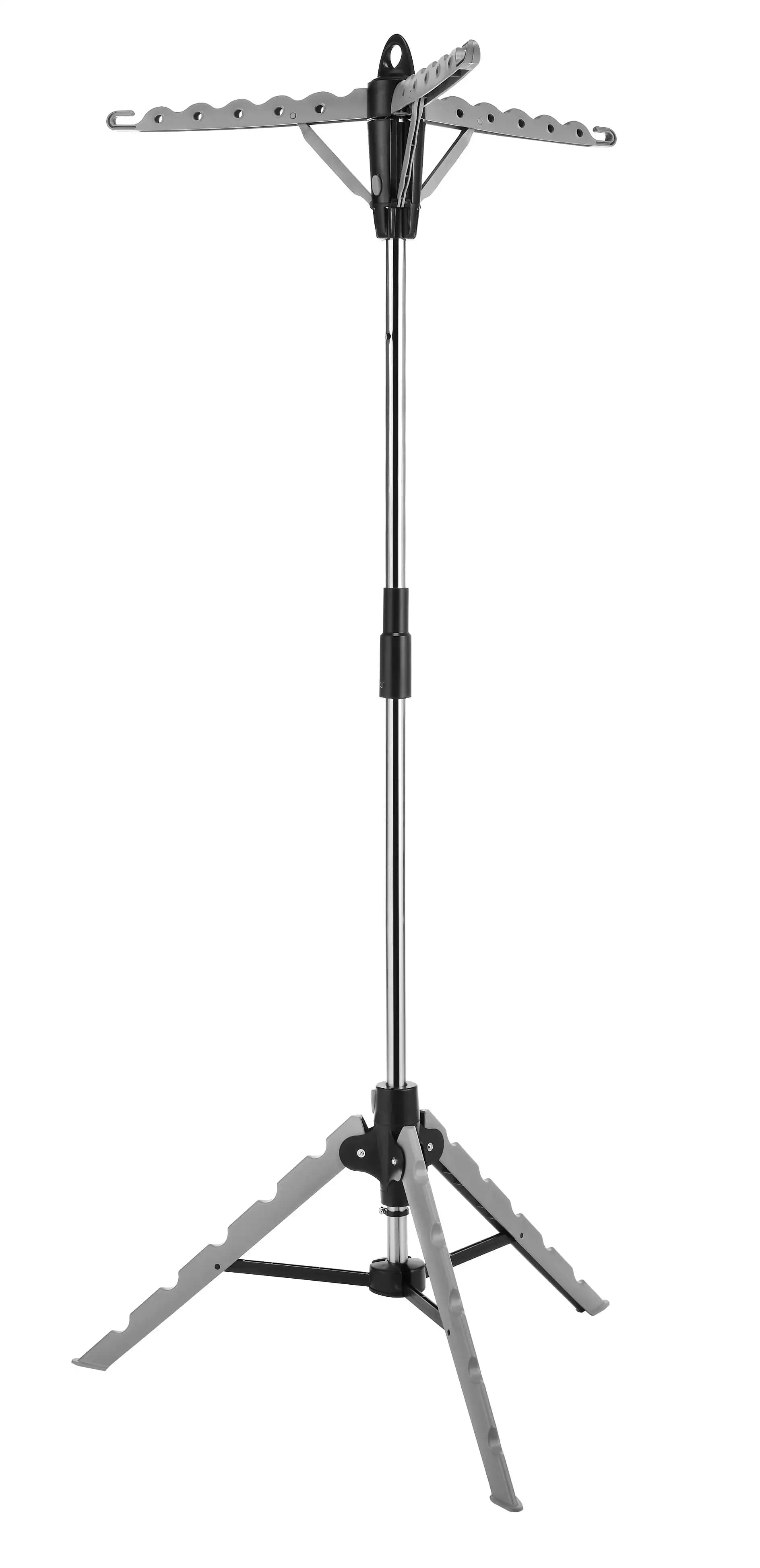 Collapsible stainless steel tripod garment drying rack silver finish lightweight portable design