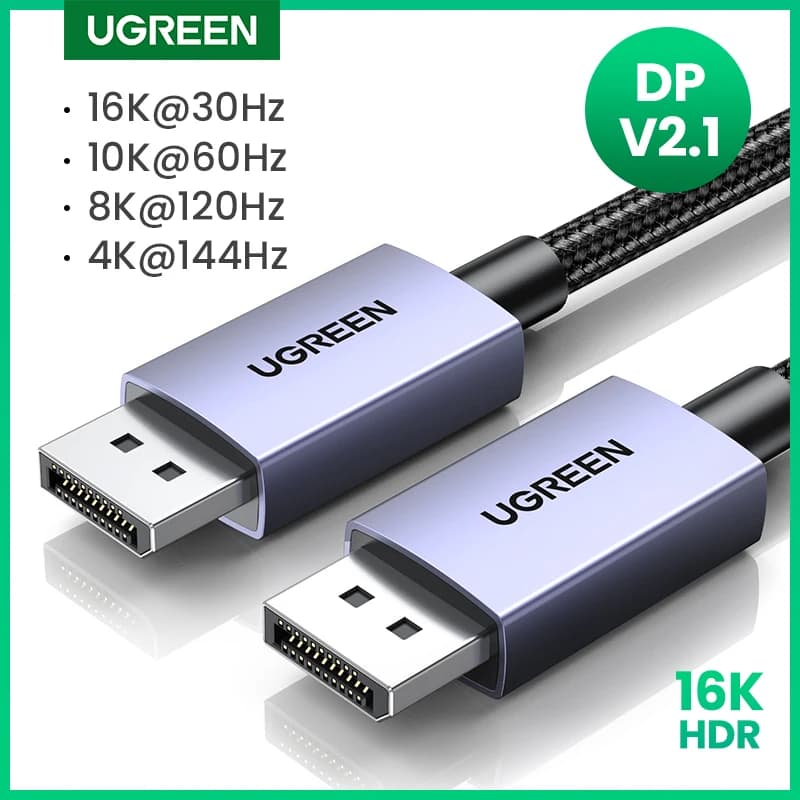 Cable Displayport UGREEN 16K DP2.1 cable Audio Video 8K 4 k144hz for Xiaomi TV Box PC Laptop Monitor game DP cable Display Port