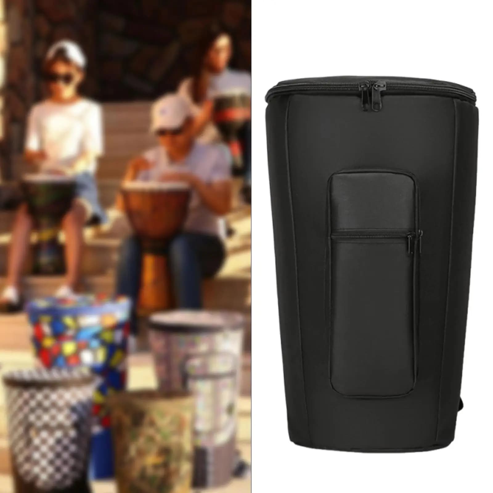 Zaino Impermeabile per Djembe con Imbottitura Rinforzata, Borsa Antipolvere Robusta per Conservazione Bacchette