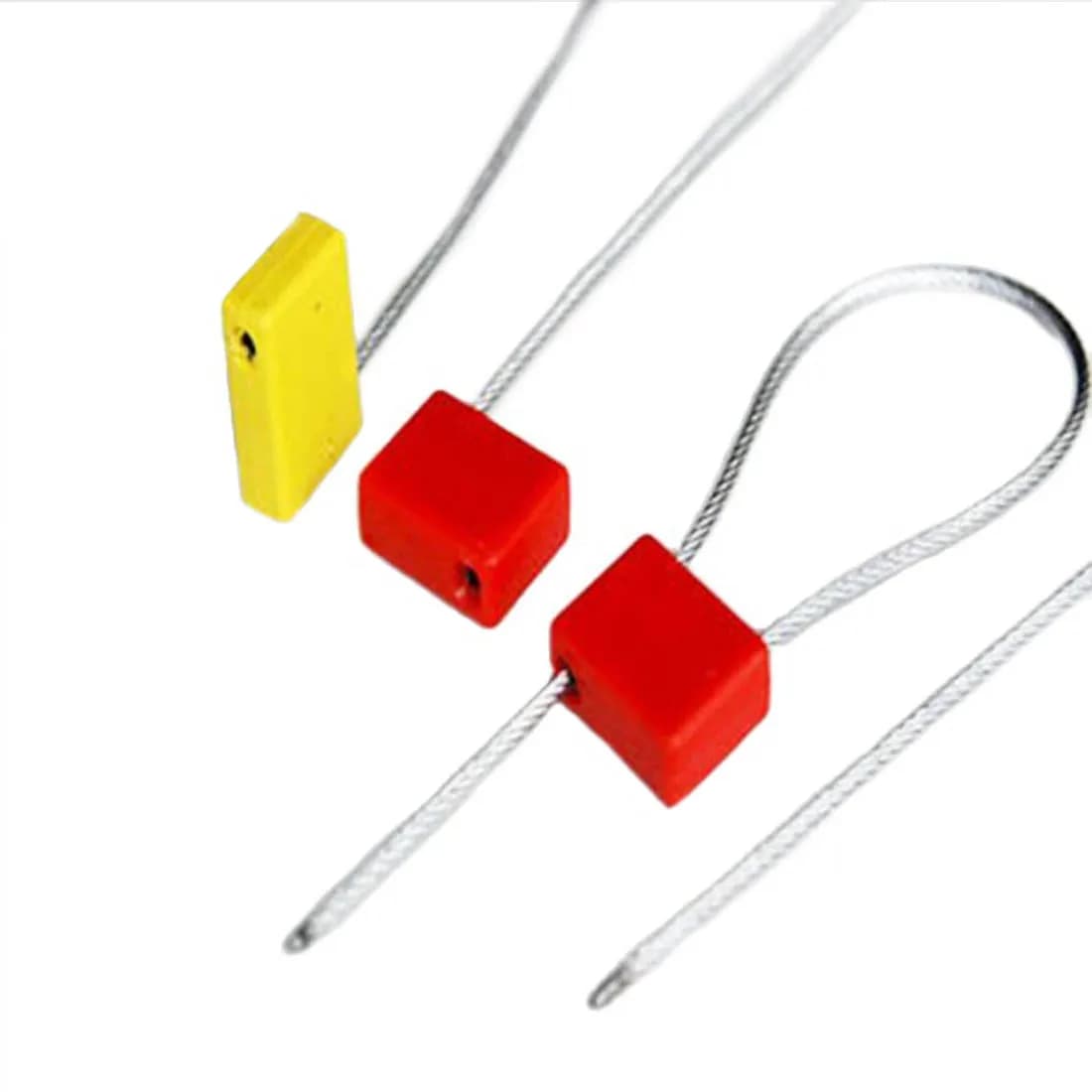 10pcs Square Flat Head Wire Seal Container Tanker Cable Tie Yellow/ Red Steel 300mm/270mm Long Lock Wholesale Price