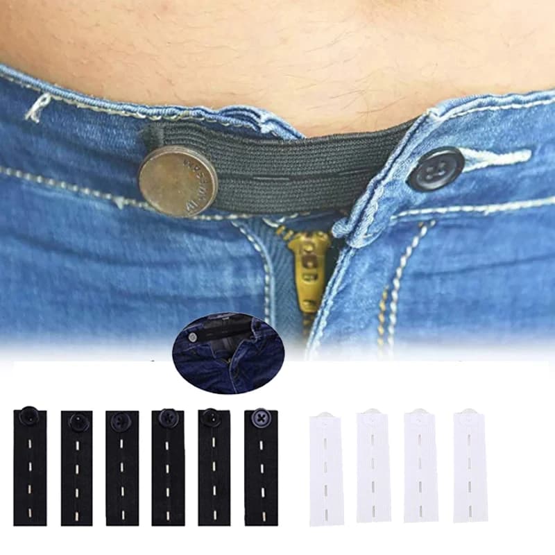 Adjustable Elastic Waist Extenders Belt Waistband Expanders For Men Women Trousers Jeans Pants Button Extenders