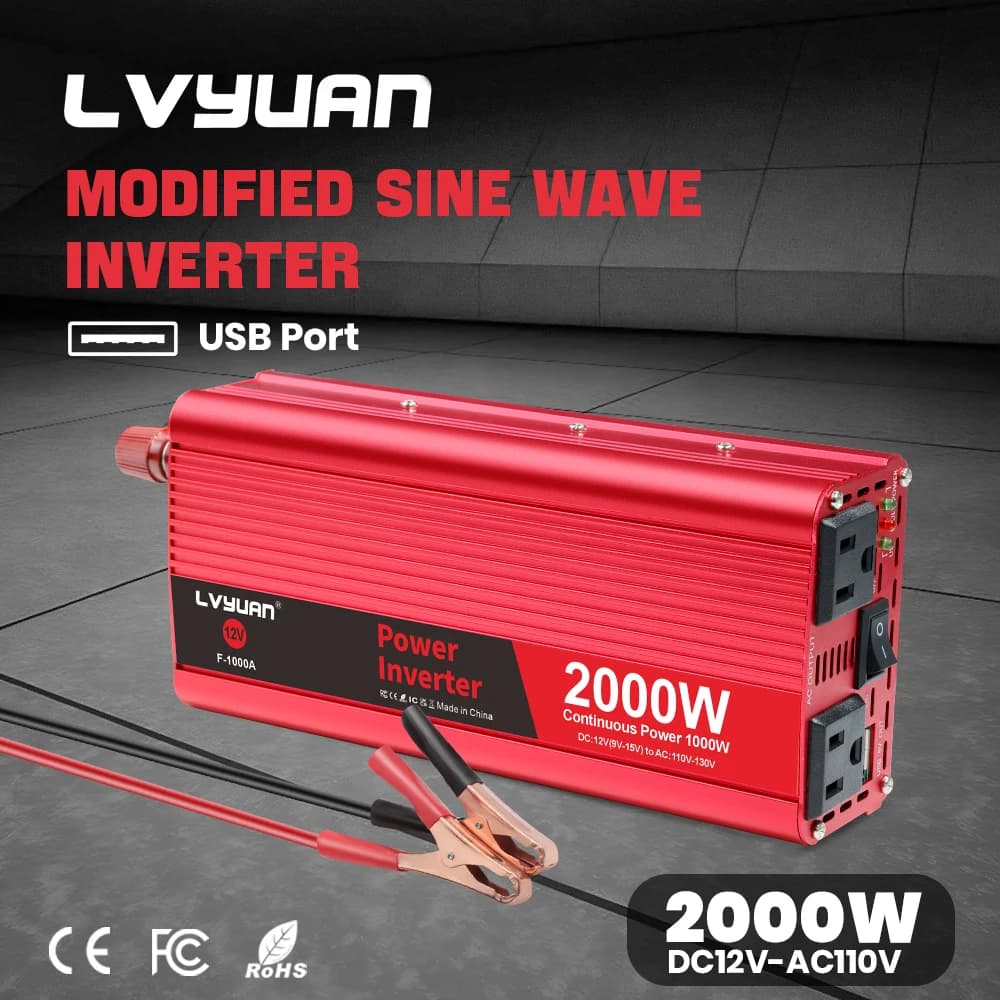 Auto Inverter DC12V AC110V 1500W/2000W/2600W Power Inversor Adapter for portable external charger for phone/laptop/camera American socket