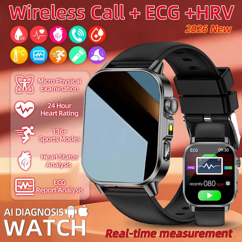 LIGE 2026 Nuovo Smartwatch per la Salute con ECG+HRV, Monitoraggio del Grasso nel Sangue e Acido Urico, per Uomini e Donne, Frequenza Cardiaca, Pressione Sanguigna, Chiamate Bluetooth