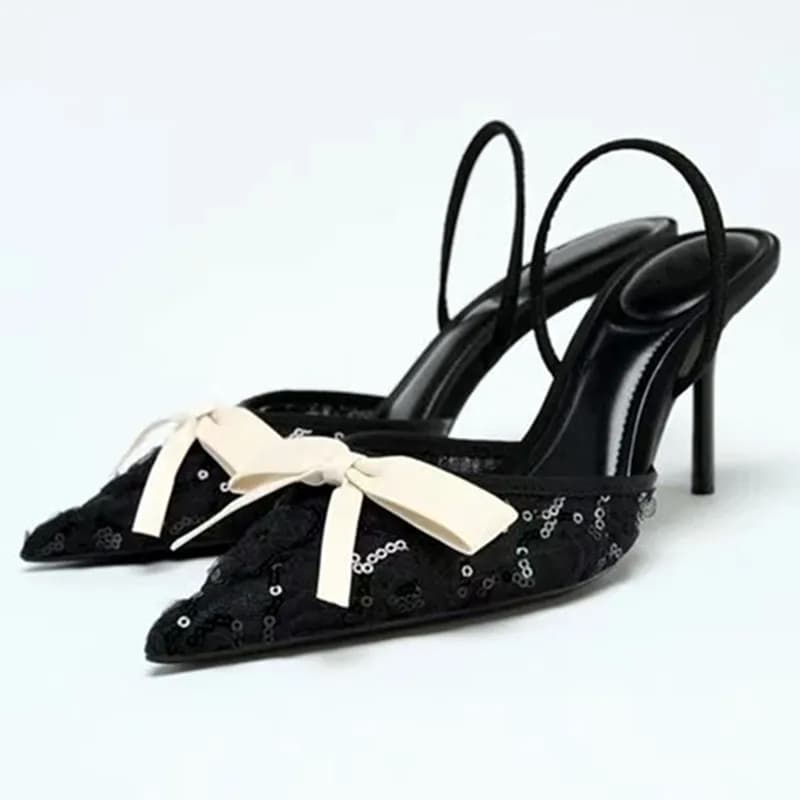 New Shoes Signed Metal bling Decoration Women's Décolleté Sexy décolleté with pointed toe Sandals with heel Elegant party shoes
