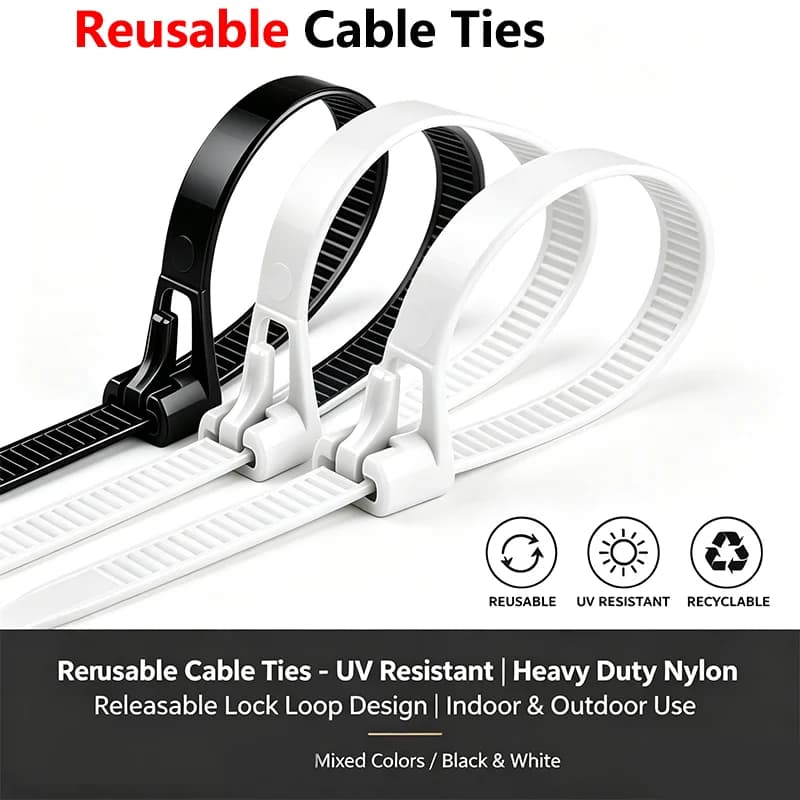 3.6x150mm Adjustable Loose Slipknot Releasable Cable Ties Nylon Reusable Recyclable Indoor Outdoor Wire Fix Wraps
