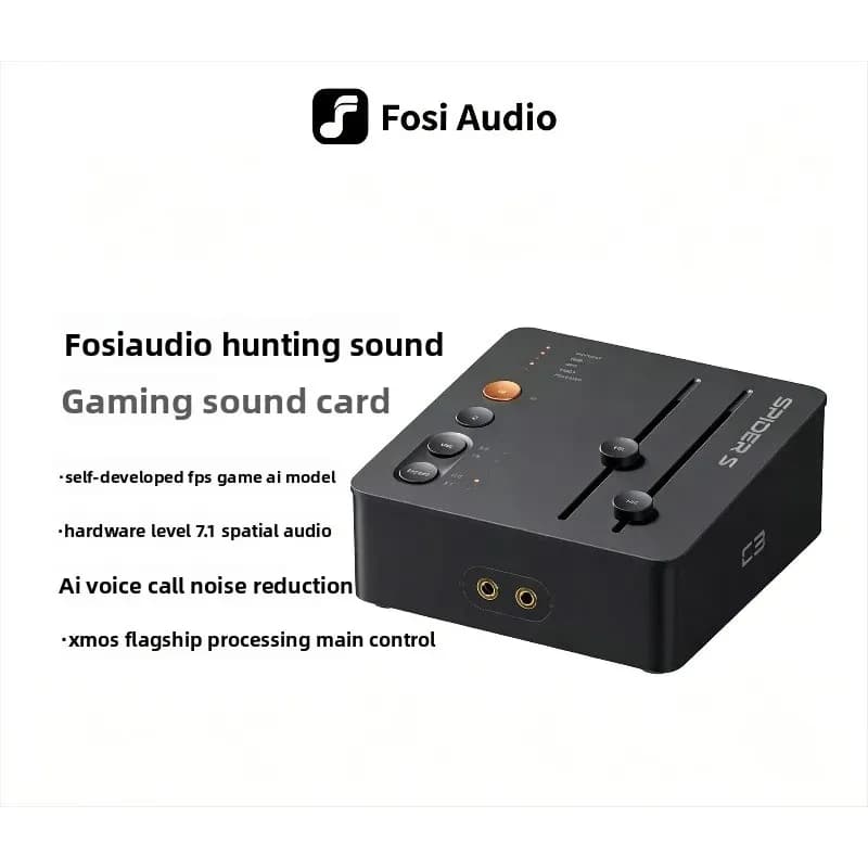 FosiAudio C3 AI Scheda Audio Esterna Professionale, Adattatore Audio per Gaming Compatibile con Cuffie Delta Force, Potenziatore del Suono