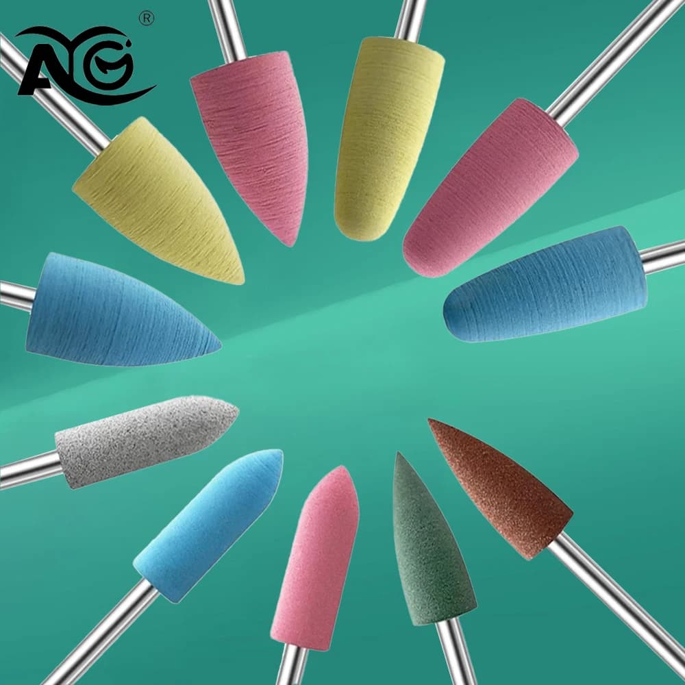 AG Punte dentali Fresa per trapano per unghie in gomma siliconica per punta per manicure Lucidatrice flessibile Strumenti elettrici per lima per unghie