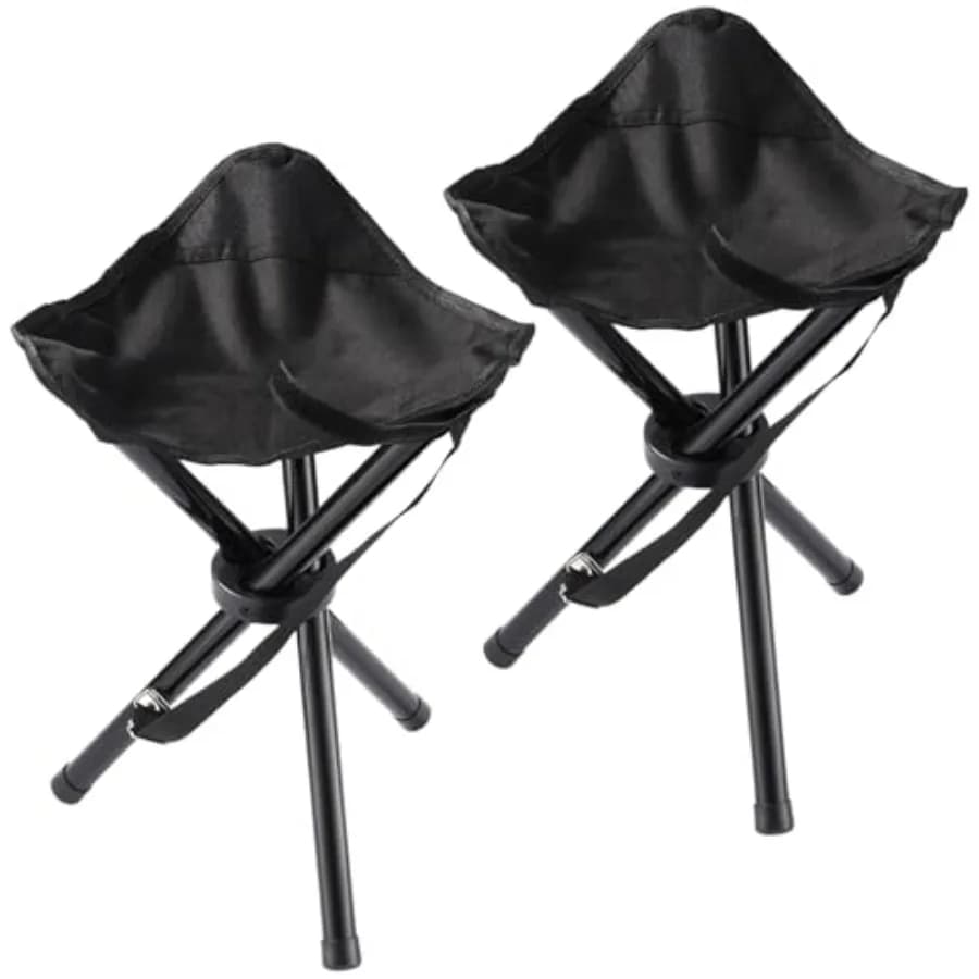 2PCS Portable Folding Camping Stool, Travel Outdoor Tripod Seat, Folding Camping Chairs for Camping Party Picnic Beach Garden L