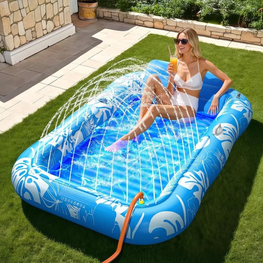 Cot Floating for Swimming Pool with Sprayer, 77 x 48 Inches, for Adults with Bearing, 6 in 1, to Take the Sun, with Bearing