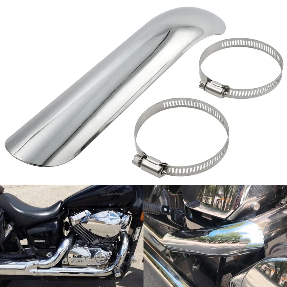 Copertura dello scudo termico del tubo di scarico del motociclo curvo cromato per Honda VT750DC Shadow Spirit 2001-2007 VT750C2 Shadow Spirit 07-2009