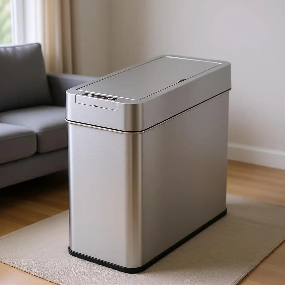 Cestino per Rifiuti con Sensore da 4 Galloni (15 Litri) con Sistema di Controllo Odori, Coperchio Automatico, in Acciaio Inossidabile Sottile, Salvaspazio
