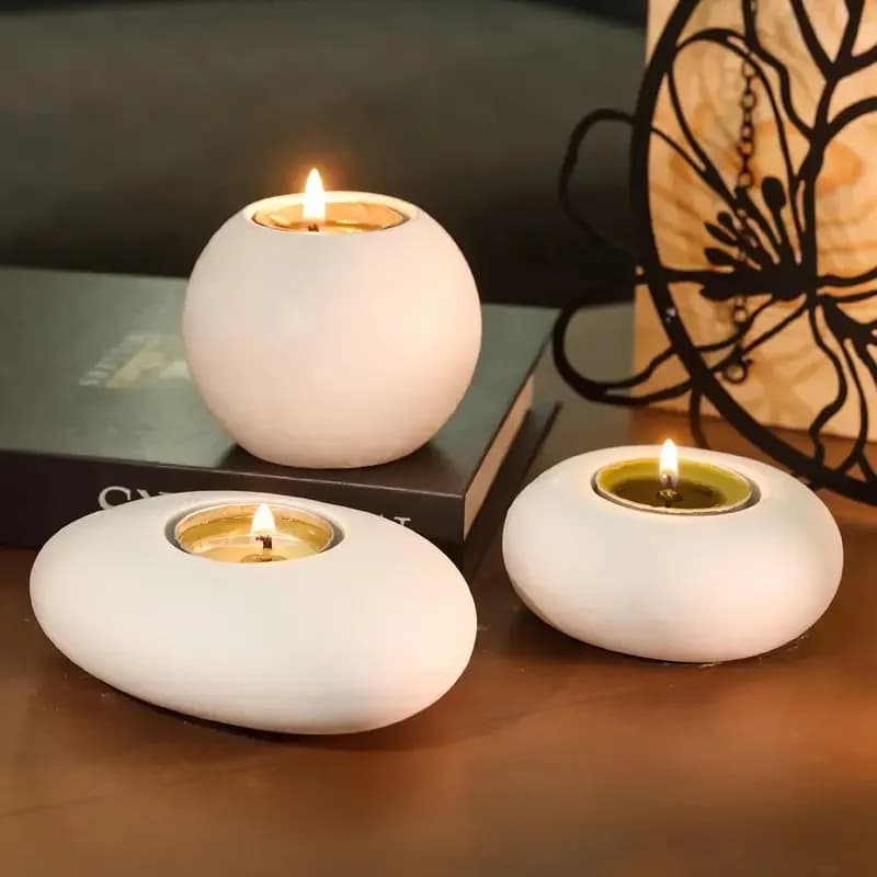 Silicone mold for tealight candle holder, epoxy resin mold with crystal ball/sphere, chalk oval cement flower pot mold