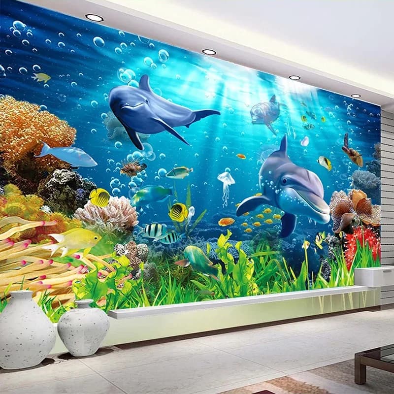 Personalizzato Foto Carta Da Parati Per Pareti 3D Underwater World Delfino Camera Dei Bambini Soggiorno camera Da Letto TV Sfondo Della Parete Della Decorazione Murale