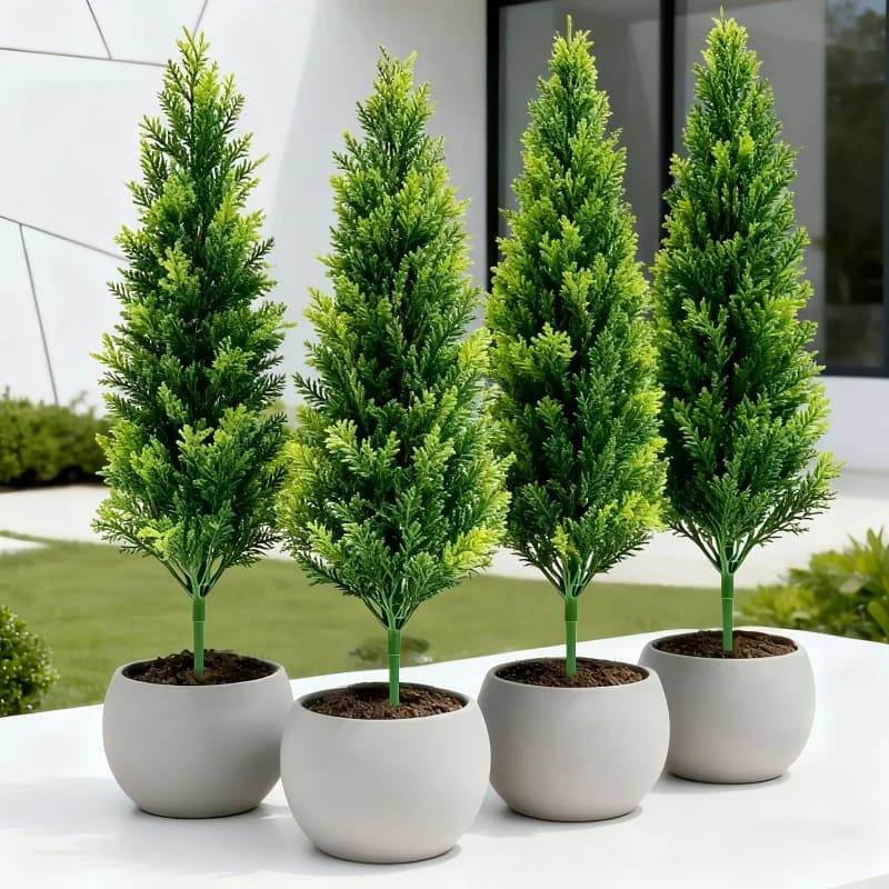 Artificial Plastic Pine Tree Ground Insert Stake, Outdoor Garden Landscape Fake Green Pine Decoration, Christmas Holiday Ornamen