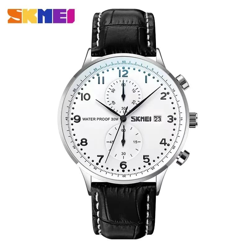 SKMEI 9301 Mens Top Brand Luxury genuine leather strap waterproof date wrist watch reloj hombre chronometer quartz watches