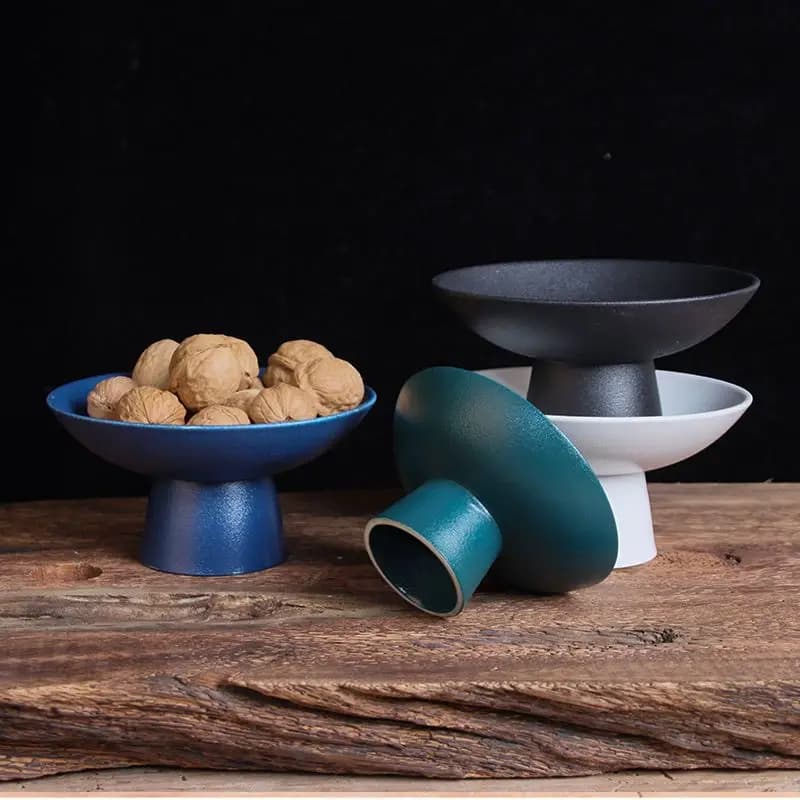 Ciotola di frutta in ceramica cinese creativo bianco rotondo frutta dado articoli vari vassoio di stoccaggio casa Dessert gelato ciotola stoviglie da tavolo