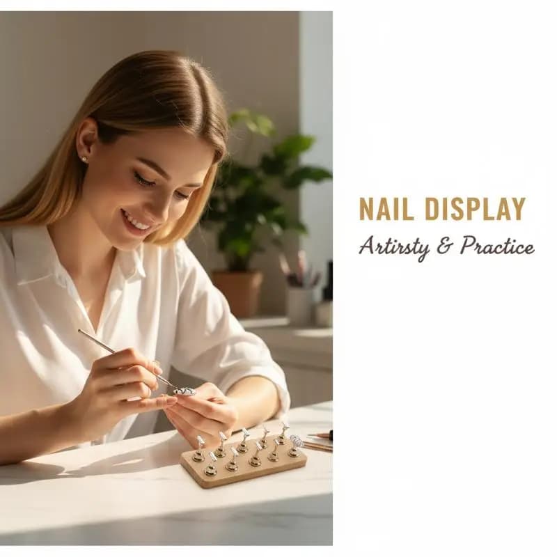 Double Fila Magnetic Exhibitor for Nails, Shear Wood Base for UV Gel Nail Polish, Manicure Tool