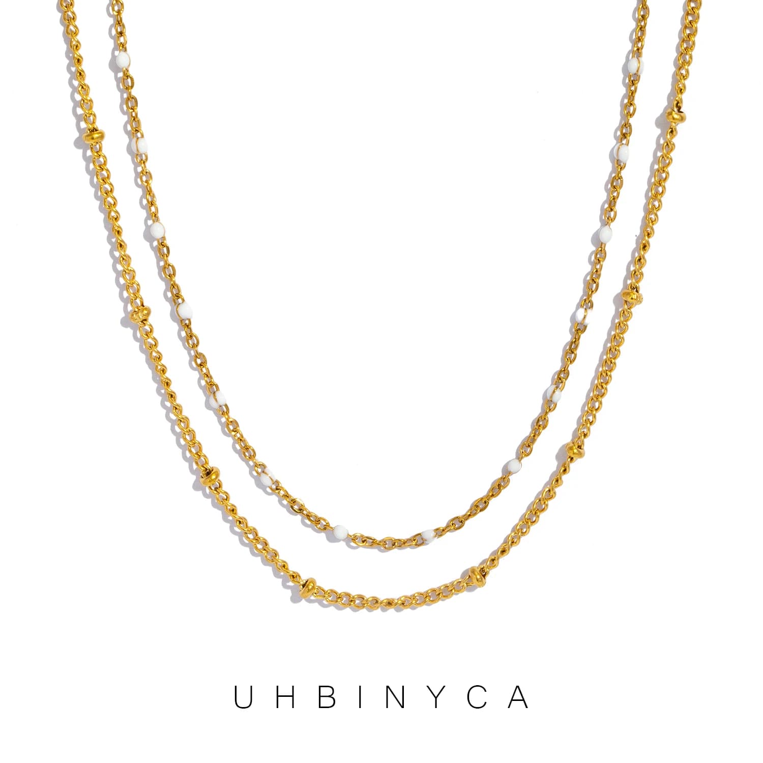 UHBINYCA Collana a catena a doppio strato stile semplice, gioielli versatili in acciaio inossidabile per l'estate