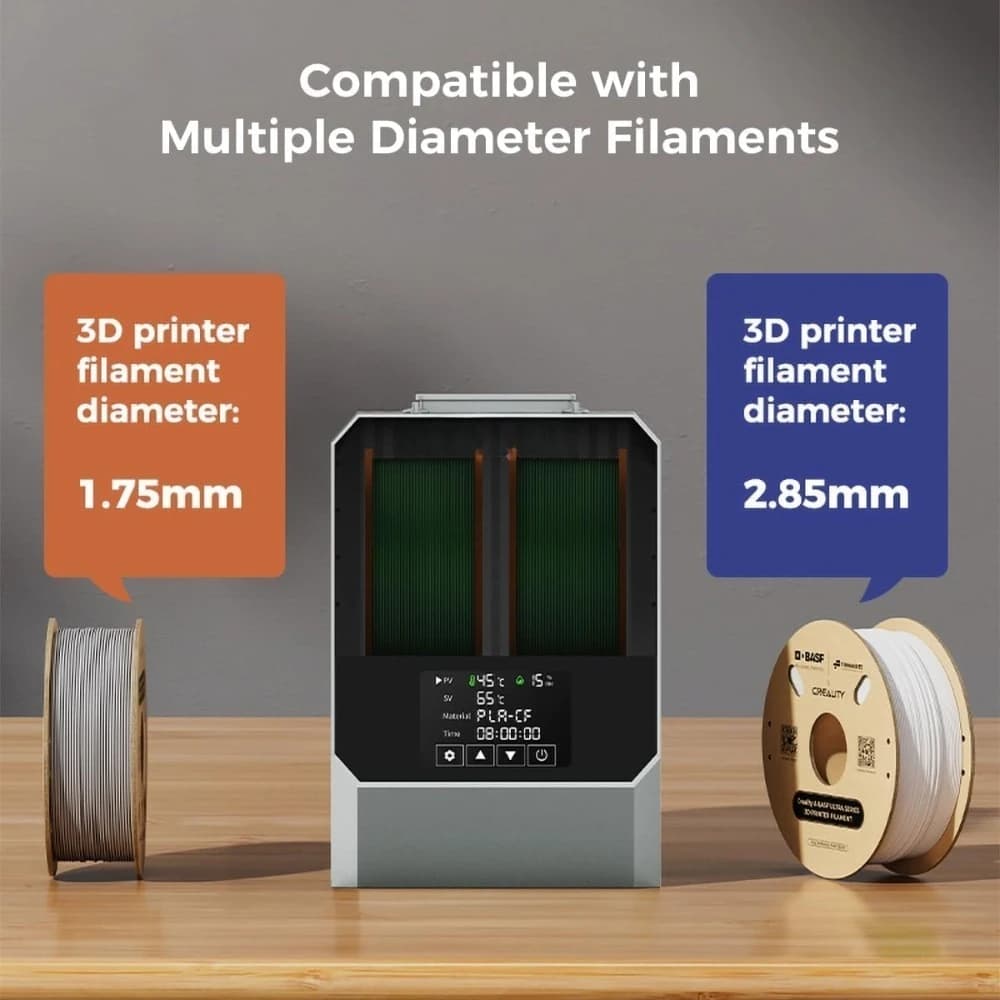 3D Printer Filament Dryer Box Double Coil PTC 360 Degree Quick Heating 160W 4 Inch LCD Touch Screen for PLA PETG ABS TPU