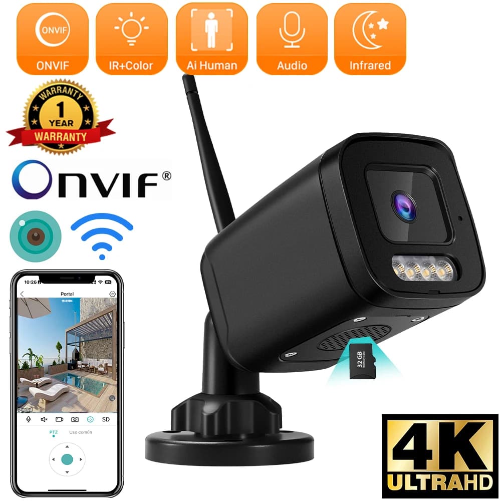 8MP 4K IP Camera Outdoor WiFi Security Camera Wireless Video Surveillance Wi Fi Bullet CCTV 2MP HD Camara CamHipro CamHi Cam