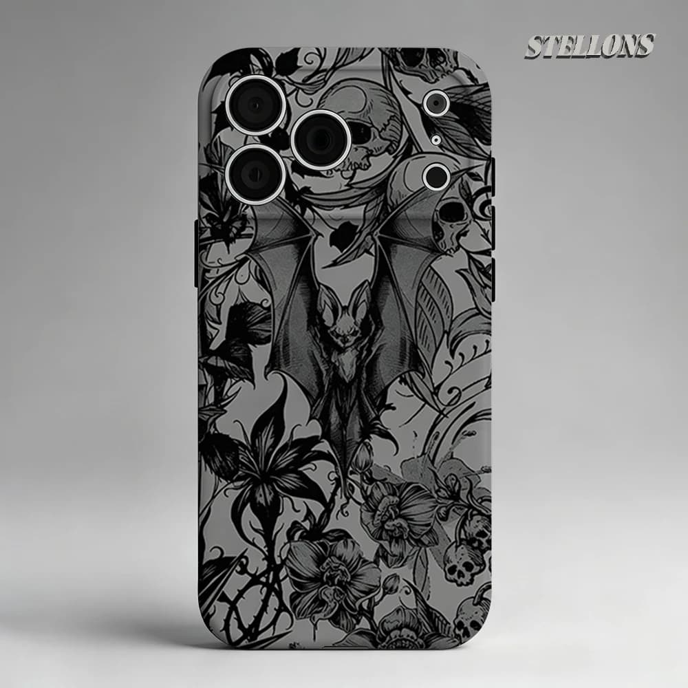 Custodia per telefono Gotico a forma di pipistrello, magnetica, per iPhone 17 16 15 14 13 Pro Max Plus, a strato singolo o doppio, resistente