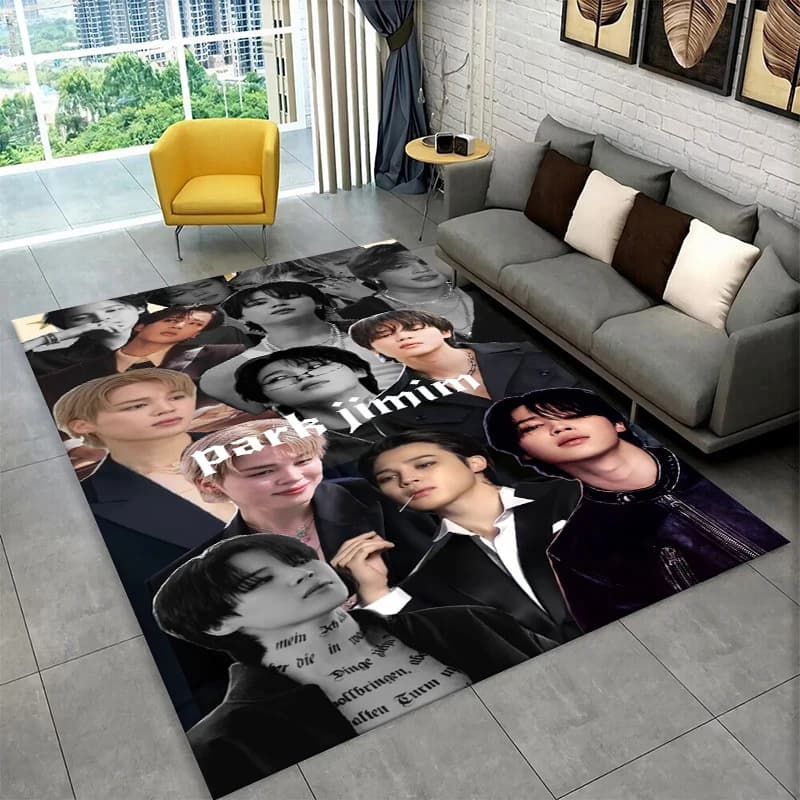 Famous B-BTS JIMIN KPOP Star Non-Slip Area Rug for Living Room,Bedroom,Playroom,Soft Carpet Floor Mat Home Decor Rug Kids Room