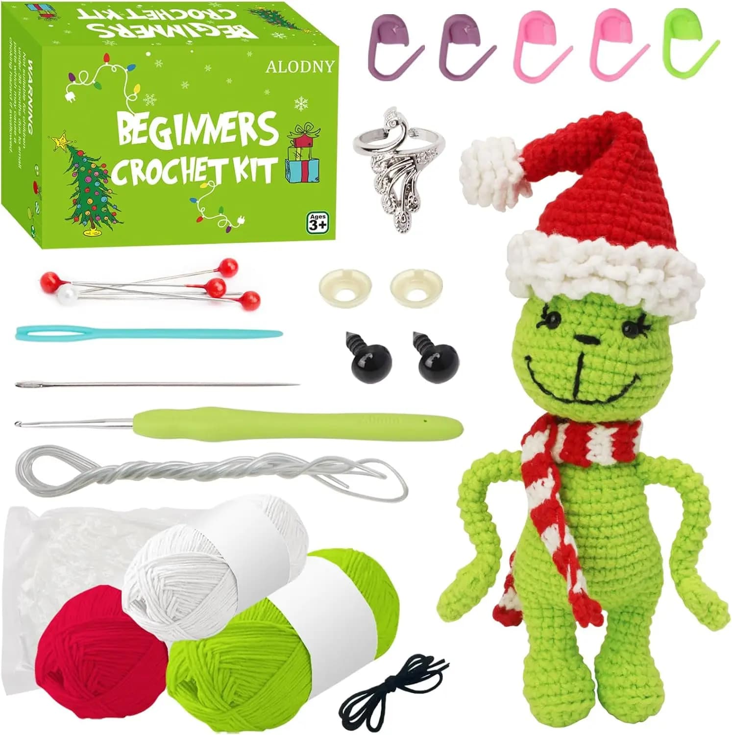 Kit per Principianti di Uncinetto con Video Tutorial, Set di Filati e Uncinetti per Regali di Natale e Lavori Fai-da-Te