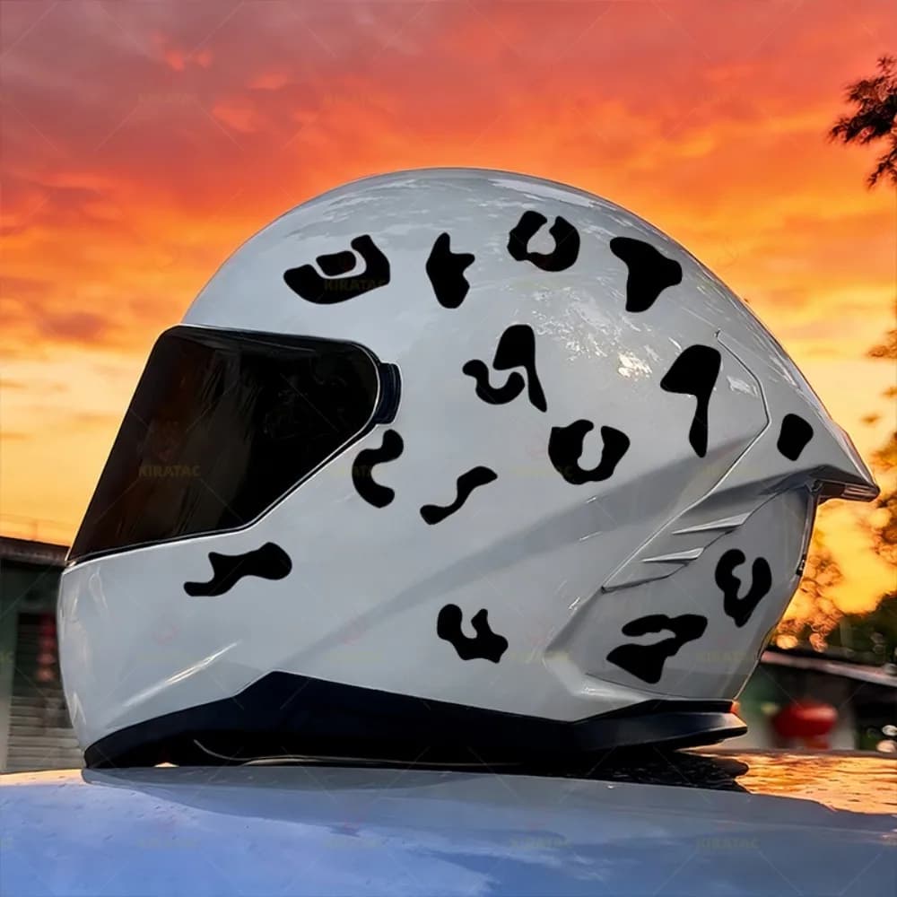 Leopard Camo Pattern Waterproof Removable Vinyl Sticker Set For Motorcycle Helmet Car Bike Decor