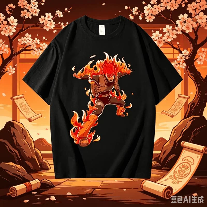 T-shirt Estiva 2026 Naruto Nera da Uomo a Maniche Corte, Nuova Maglietta Casual in Cotone con Stampa Anime per Bambini e Donna, Girocollo alla Moda