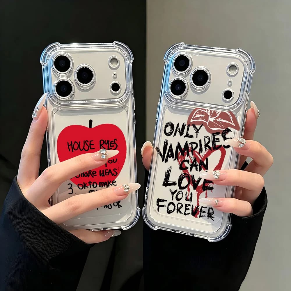HOT Fashion English LetterS Phone Case For iPhone 17 16e 16 15 14 13 12 11 Mini Air Pro Max Plus Anti Fall Transparent Cover