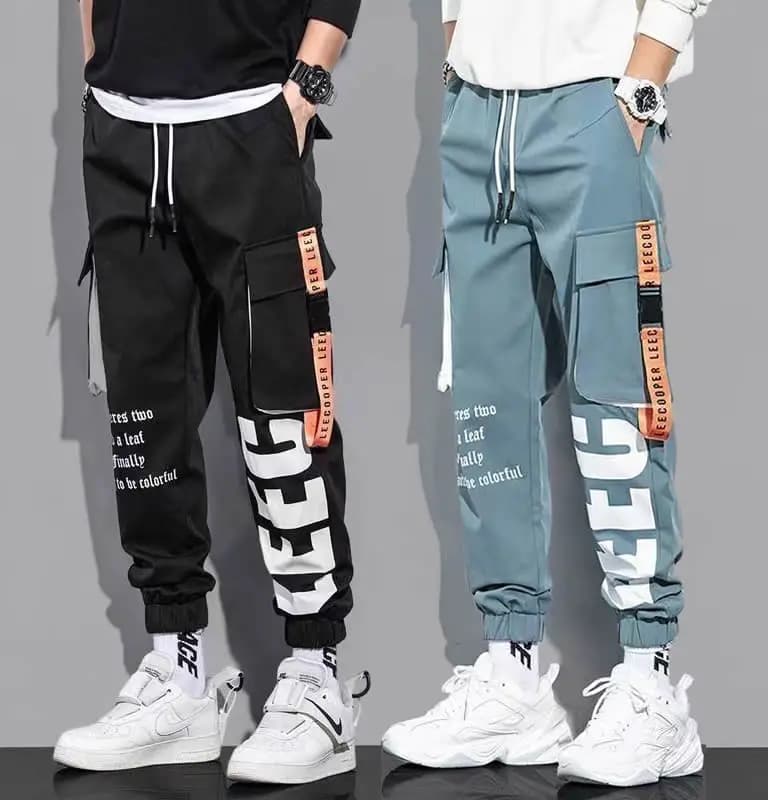 Classico Streetwear Pantaloni Casual Uomo Nastri Harem Pantaloni da Jogging Maschile Slim Fit Primavera Pantaloni Cargo Multi-tasche Pantaloni da Donna J7