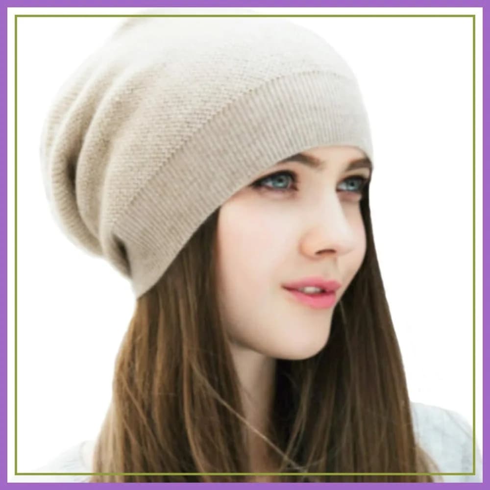 Berretto 100% Cashmere per Donna in Confezione Regalo, Berretto Oversize da Donna